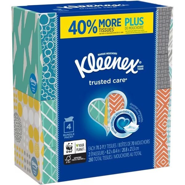 Tissue, Cre, Trstd, 70, 4/Pk 4PK, Kleenex, Mfr#: KCC50184